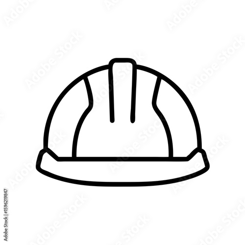 Hard hat illustration in outline style for construction safety  