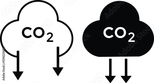 Low carbon dioxide icon. CO2 reduction vector icon design. Reduce carbon dioxide co2 icon Outline sign
