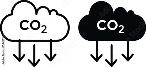 Low carbon dioxide icon. CO2 reduction vector icon design. Reduce carbon dioxide co2 icon Outline sign
