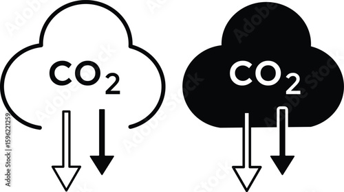 Low carbon dioxide icon. CO2 reduction vector icon design. Reduce carbon dioxide co2 icon Outline sign
