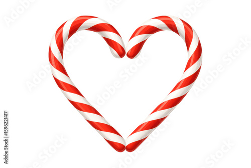 Two red and white candy canes forming a heart shape against a transparent background, perfect for christmas projects