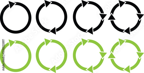 circle arrow icon set. Rotation, recycle and refresh icon. circular arrow icon. Vector illustration
