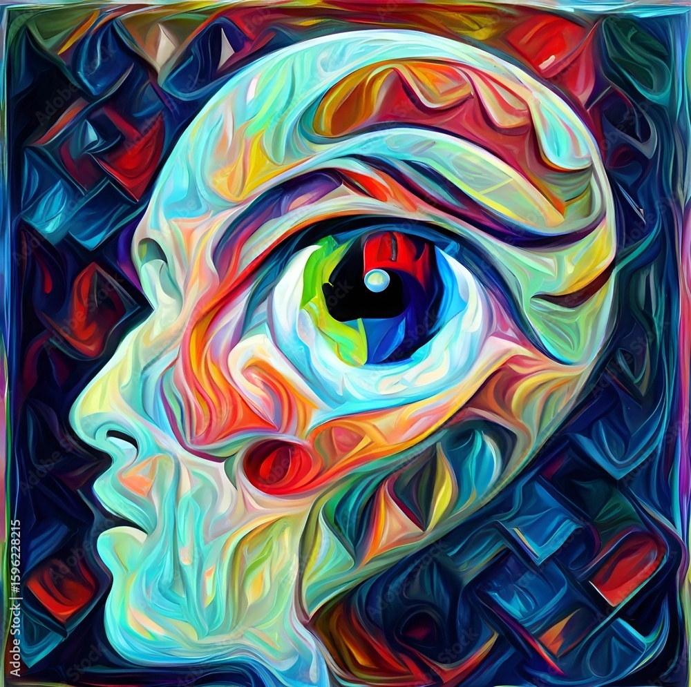 Fototapeta Psychedelic Eye of Awareness – Abstract Surreal Visionary Art in Vivid Colors

