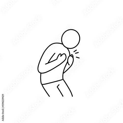 Person clutching chest icon on transparent background