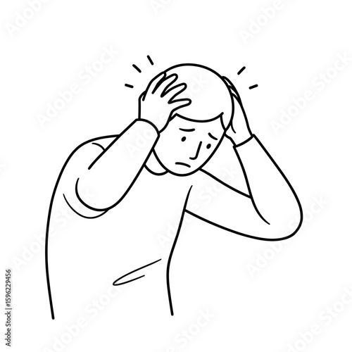 Person with headache icon on transparent background
