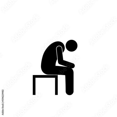 Sad person sitting on a chair icon on transparent background