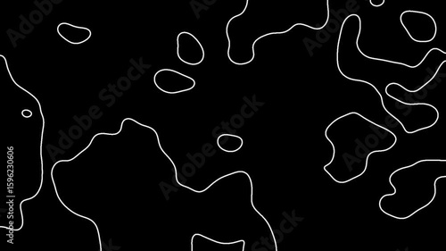 Fluid like movement of bacteria under a microscope, abstract background, cartoon outline animation