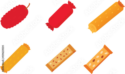 Granola Bar Vector Illustration Set