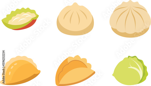 Gyoza Vector Illustration Set