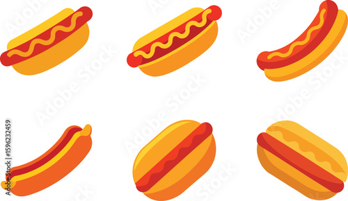 Hot Dog Vector Illustration Set