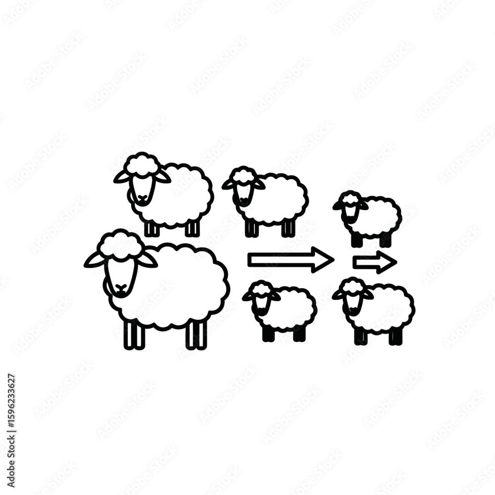Fototapeta premium Biotechnology Sheep Icon Set with Transformations 