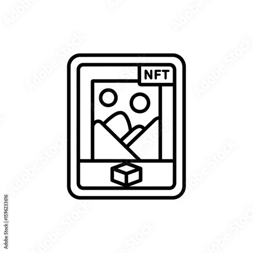 Blockchain Technology Icon Representing NFT System  