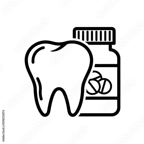 Dental Health Icon Representing Tooth and Vitamins  