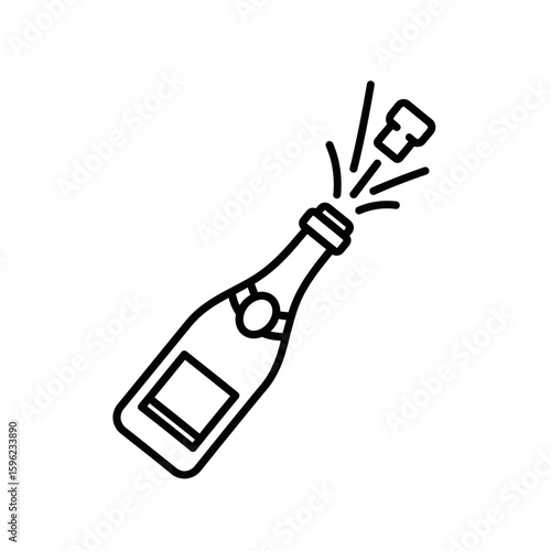 Champagne bottle popping open in celebration  