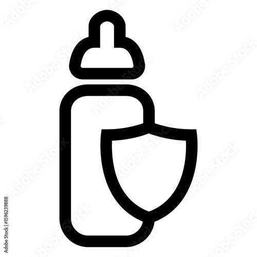 Icono biberón con escudo, símbolo de protección nutricional.