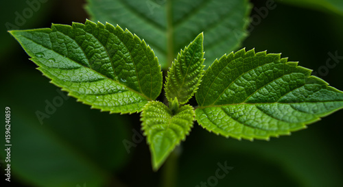 Wallpaper Mural Vibrant green leaves unfurl showcasing natures detail Torontodigital.ca