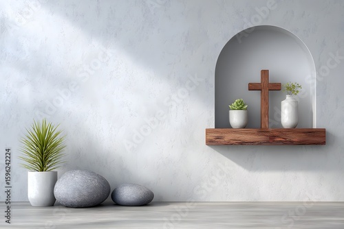 십자가 오브제가 있는 공간