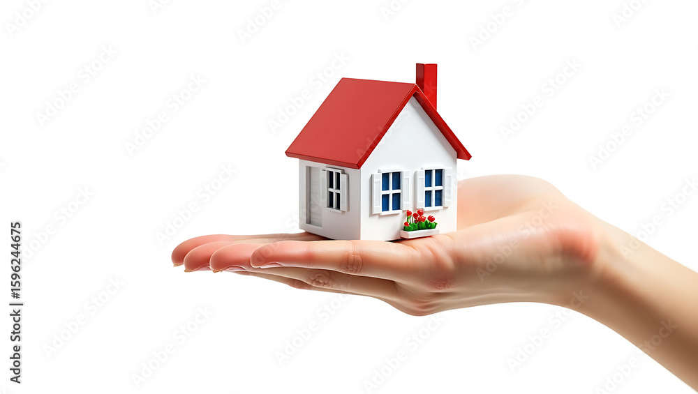 Small House on Hand Real Estate Investment Home Ownership and Property Concept Small House on Hand Real Estate Investment Home Ownership and Property Concept