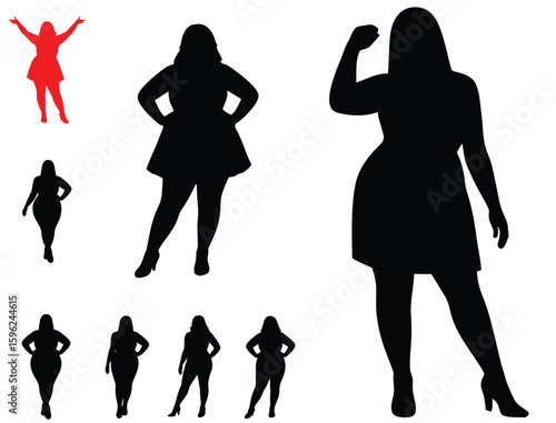 Silhouette collection of plus size women in various poses
