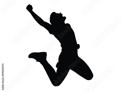 Jumping Man Silhouette Celebrating Success, Energy, and Freedom