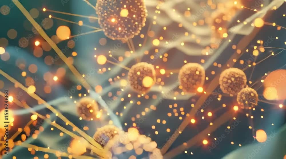 Illuminating Molecular Network: A stunning, high-tech visualization of interconnected cellular structures and networks in a cutting-edge scientific exploration.