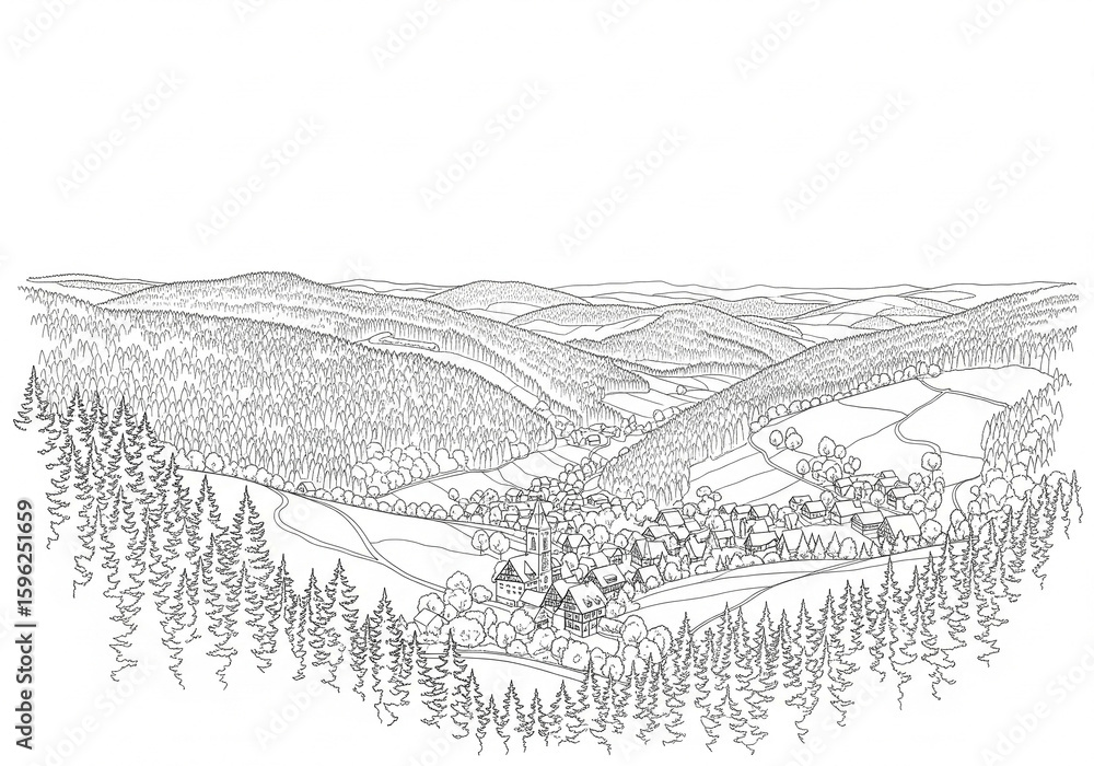 Fototapeta premium Oktoberfest Munich (Oktoberfest München) in Germany one line drawing style 