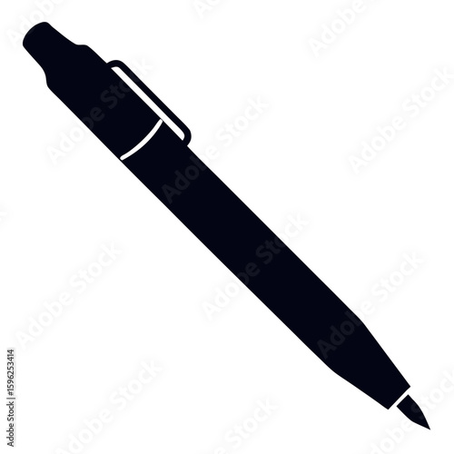 Simple silhouette of a ballpoint pen isolated on white background