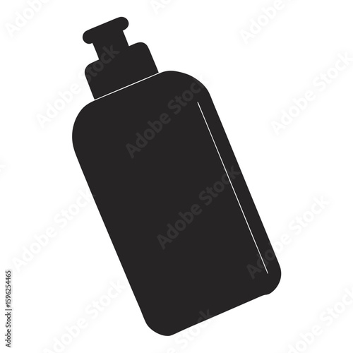 Simple silhouette of a travel sized toiletry bottle isolated on white background