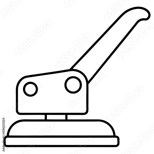 Fotografi Simple line art of a paper puncher with lever and holes isolated on white backgr