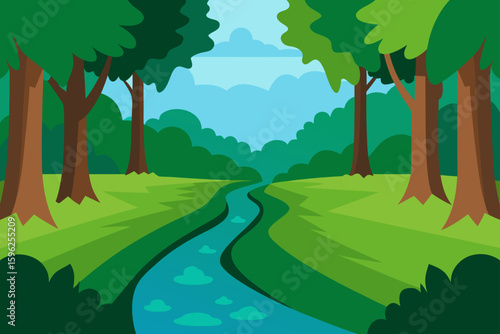 forest brook with green coverage