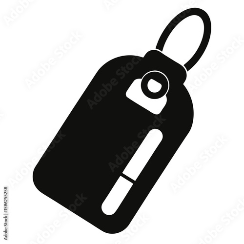 Clean silhouette of a modern car key fob isolated on white background