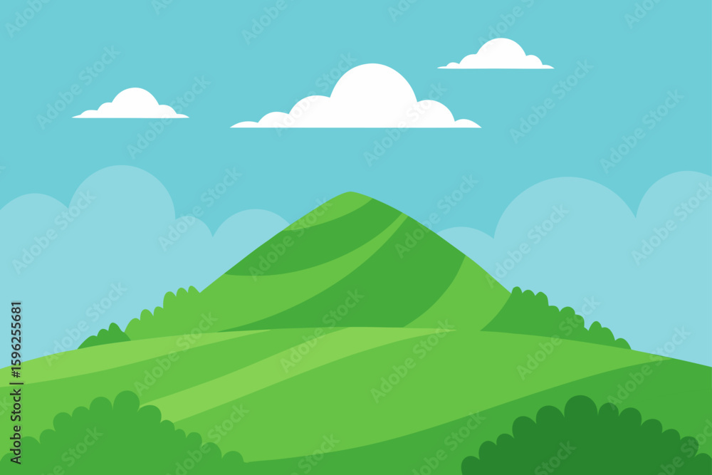 Fototapeta premium lush green hilltop under soft sky