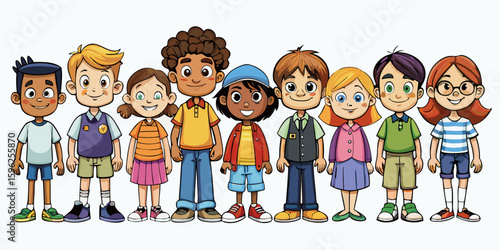 Children with different nationalities on white background