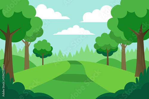 soft green clearing among trees