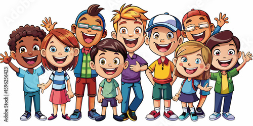 Children with different nationalities on white background