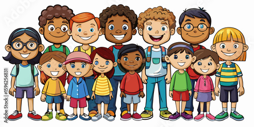 Children with different nationalities on white background