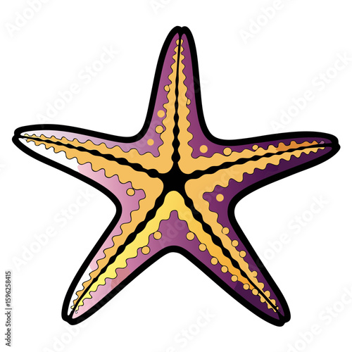 Isolated vector image starfish illustration in comic book style, pop art on transparent background  