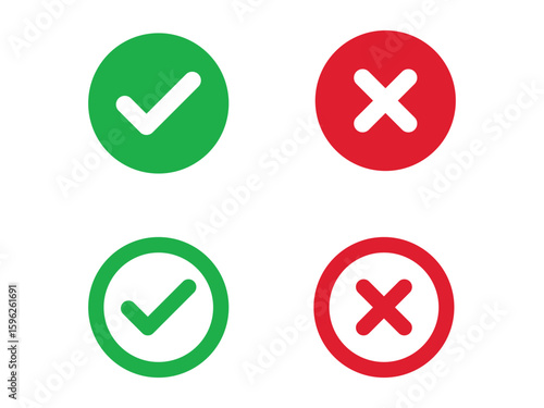 check mark icon button set. check box icon with right and wrong buttons and yes or no checkmark icons in green tick box and red cross. Free Download check mark icon button set. check box icon with right and wrong buttons and yes or no checkmark icons in green tick box and red cross. - GFXLoad