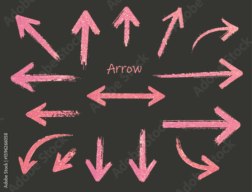 Set of arrows painted with gold spray paint