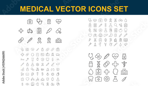 Medical healthcare vector icons set outline medical icons