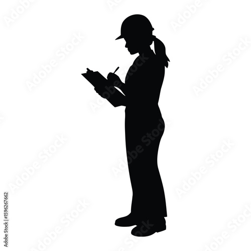 Black Engineer Silhouette: Female Professional, Construction, and Site Management


