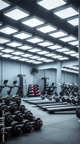 Interior view of a modern fitness center.