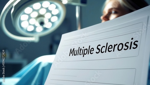 Surgical procedure for multiple sclerosis treatment hospital operating room medical image clinical environment close-up view health awareness
