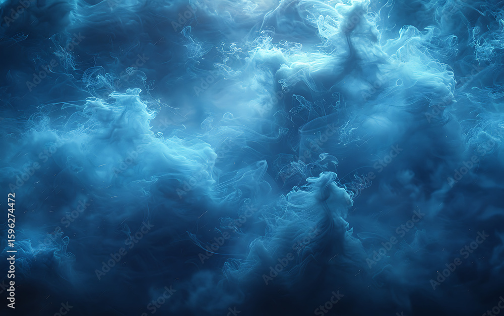 Fototapeta premium Abstract deep blue nebula or dense storm cloud texture background providing an intense moody.