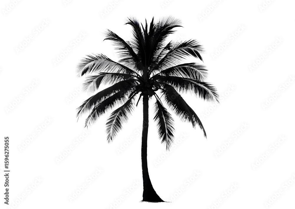 Obraz premium Palm tree silhouette on transparent background
