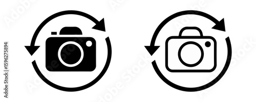 camera switch icon front and back transparent vector illustration
