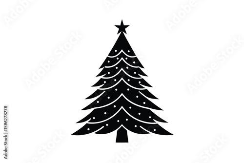 Simple Black and White Christmas Tree Silhouette