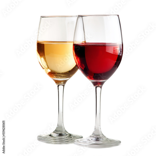 Wallpaper Mural Two elegant wine glasses, one filled with white wine and the other with red, stand isolated on transparent background Torontodigital.ca