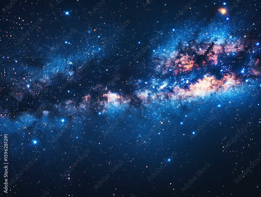Naklejka premium The Milky Way galaxy presents a dramatic display of colorful gas clouds and bright stars suitable.