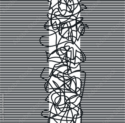 Texture in the form of horizontal separate stripes. In the middle there is a tangled wire.
